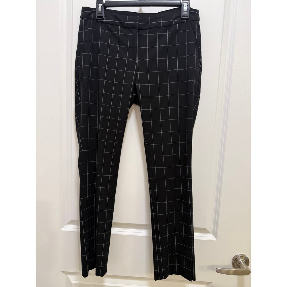 Amanda + Chelsea Black White Windowpane Plaid Slim Ankle Dress Pants Size 4